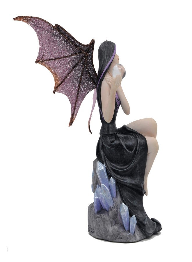 Comfy Hour Fairyland Collection 6” Dark Fairy Witch Spirit Forest with Magic Ball On Crystal Stone Figurine, Home Decoration and Collectibles, Resin Stone - Image 3
